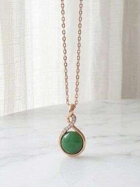 Ladies Dark Green Opal Necklace